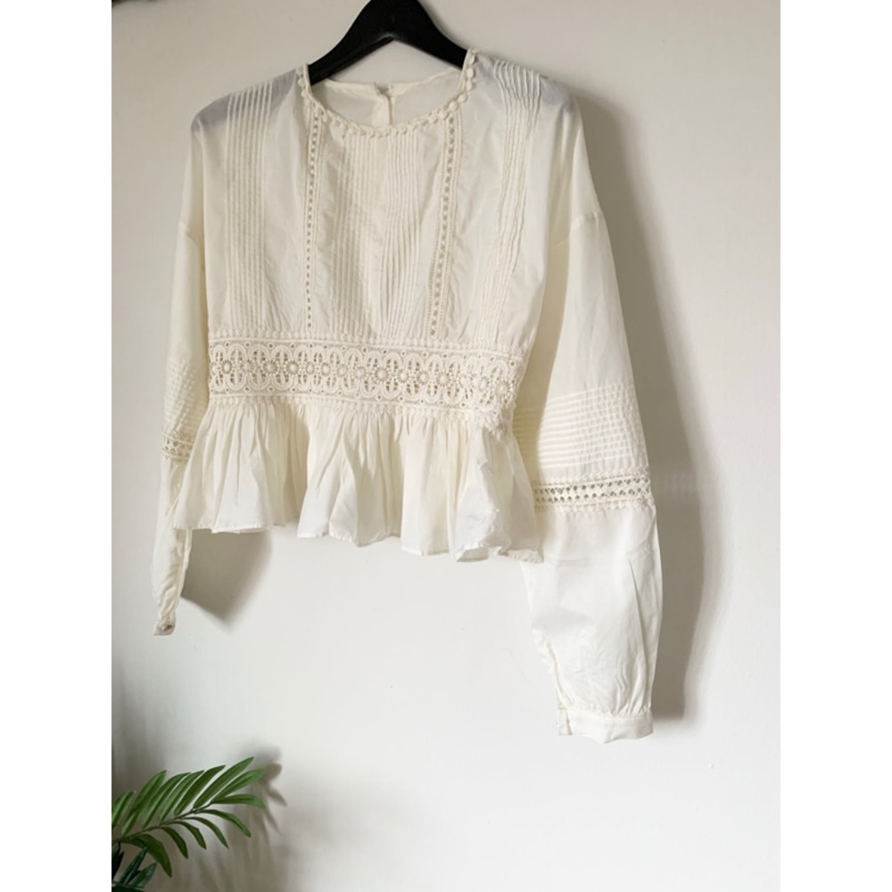 Peasant Cropped Crochet Blouse